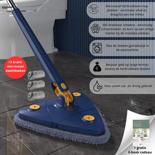 Namado CleanPro Mop™ - 360° draaibare mop voor moeiteloze schoonmaak