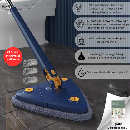 CleanPro Mop™ - 360° draaibare mop voor moeiteloze schoonmaak | +3 GRATIS doeken