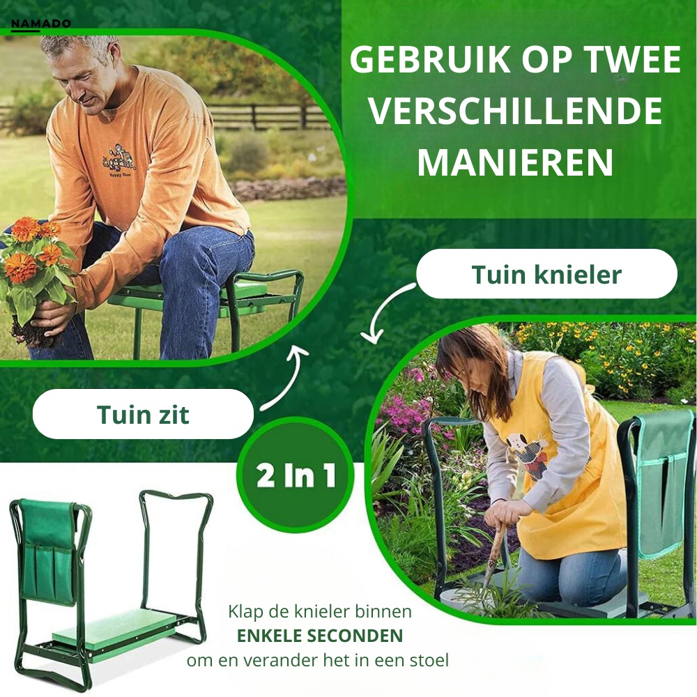 TuinGemak™ zit - 2 in 1 knieler & zit + GRATIS gereedschapstas