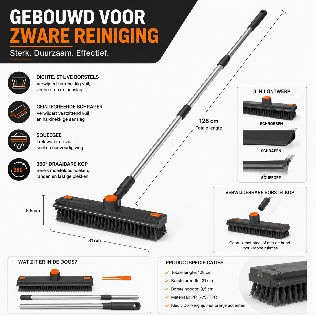 Namado 3-in-1 SchrobPro™ - Moeiteloos schoon voor badkamer & tuin