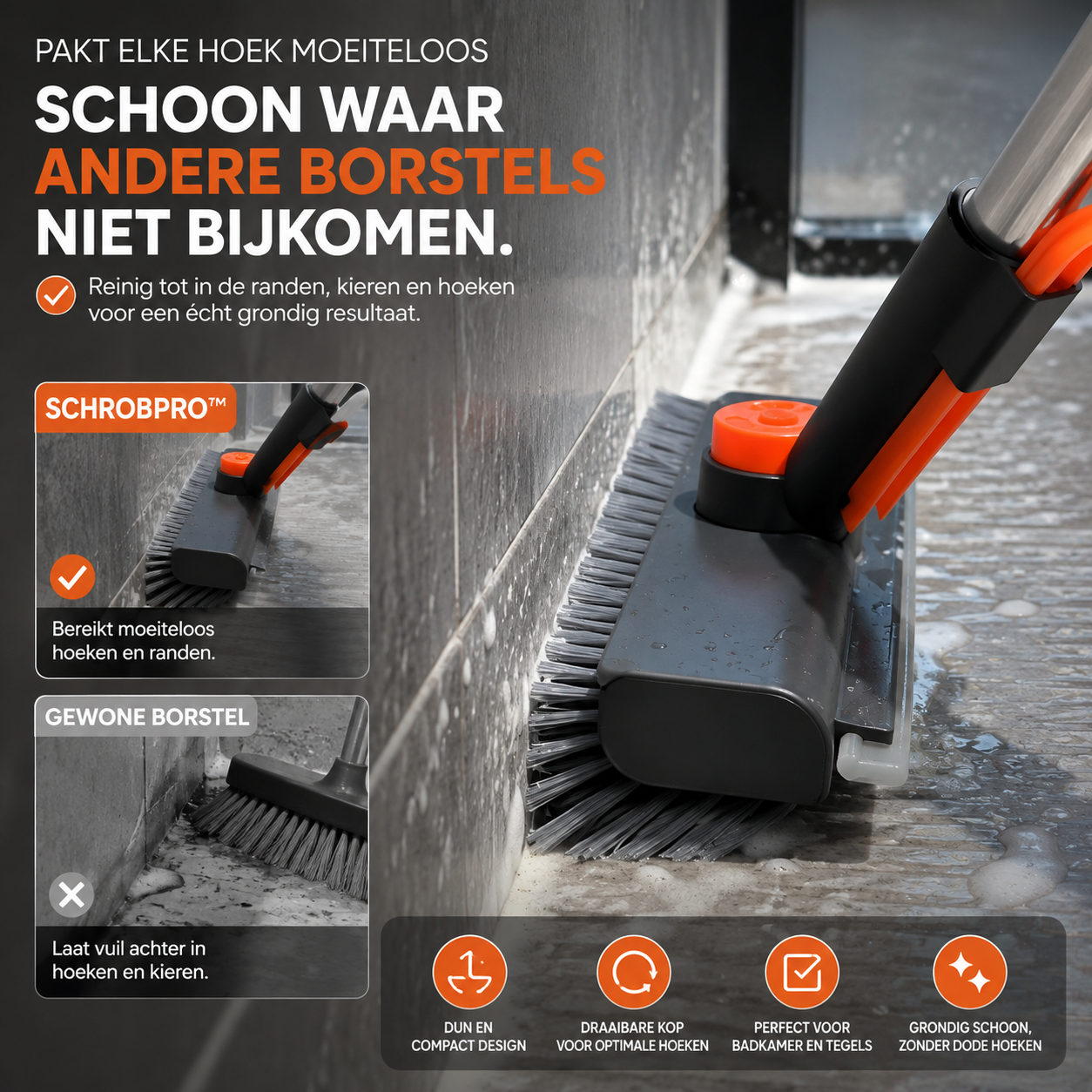 Namado 3-in-1 SchrobPro™ - Moeiteloos schoon voor badkamer & tuin