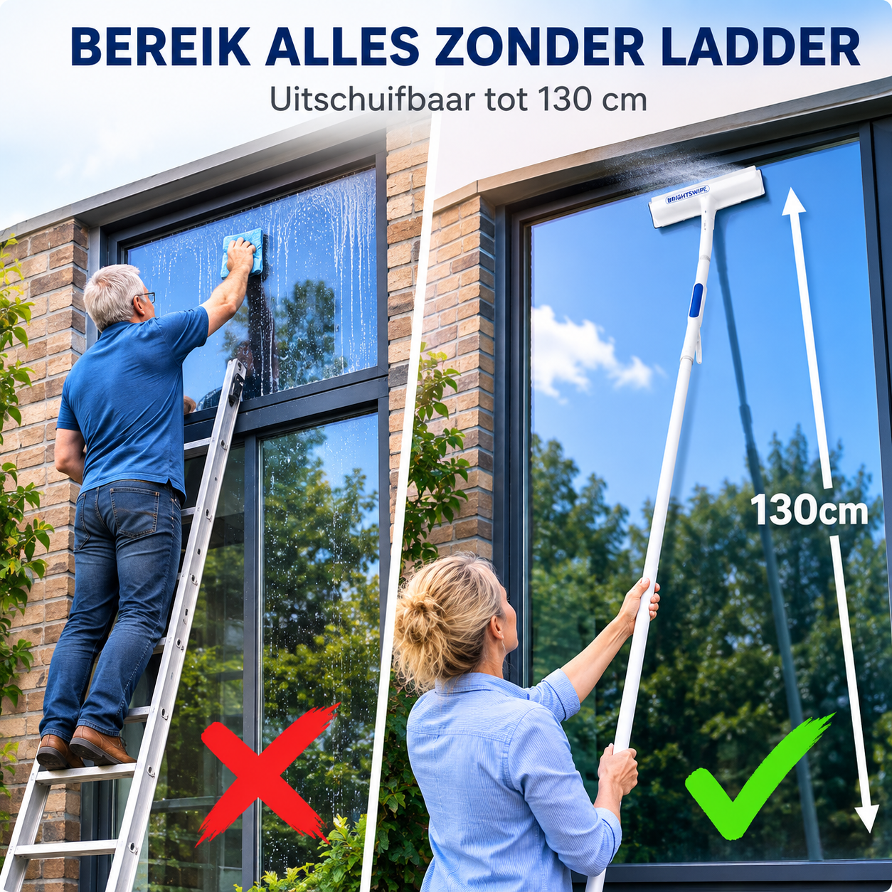 Namado BrightSwipe™ raamwasser - Spray, reinig & trek schoon in één beweging