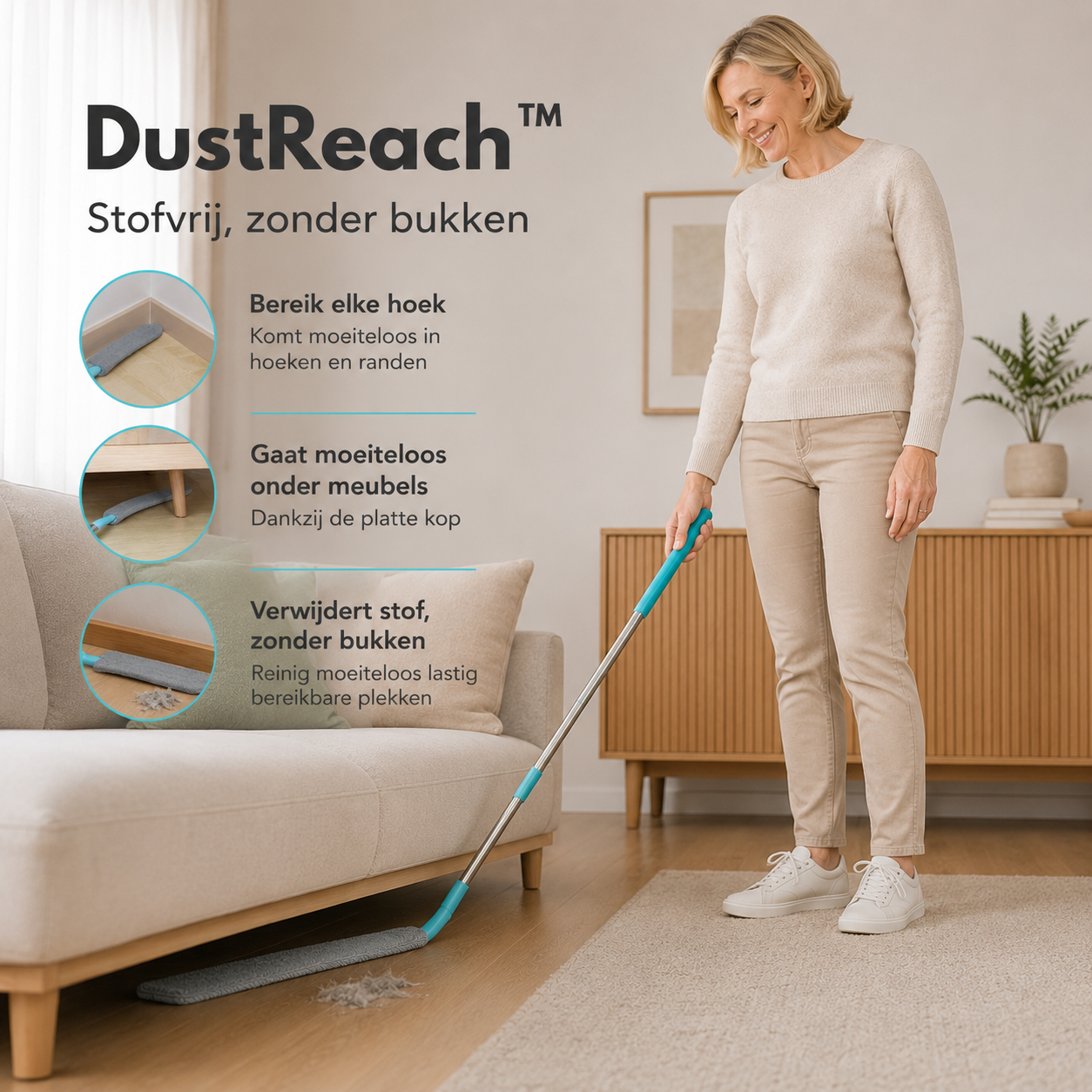 Namado DustReach™ stofborstel - Kom bij elk hoekje zonder bukken of tillen