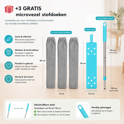 Namado DustReach™ stofborstel - Kom bij elk hoekje zonder bukken of tillen