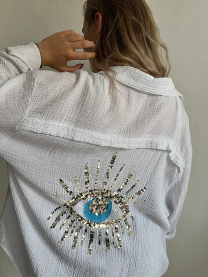 Ibiza™ Sparkle - Stralend Ibiza oversized blouse, omhuld in sprankelende allure!