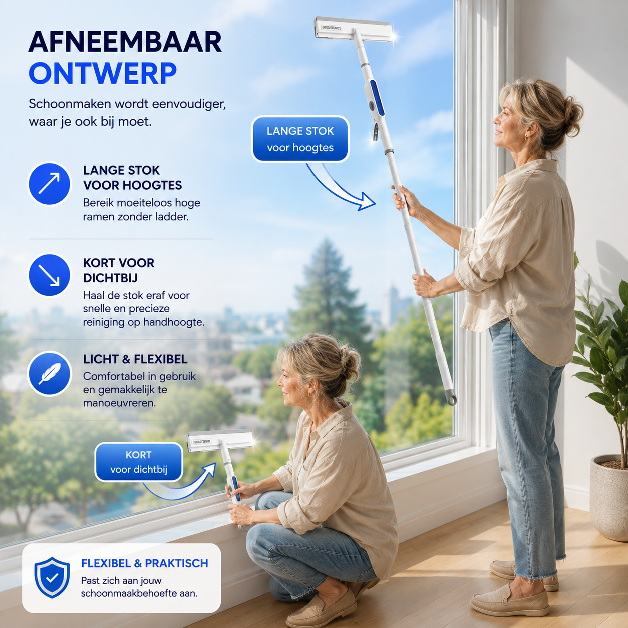 Namado BrightSwipe™ raamwasser - Spray, reinig & trek schoon in één beweging