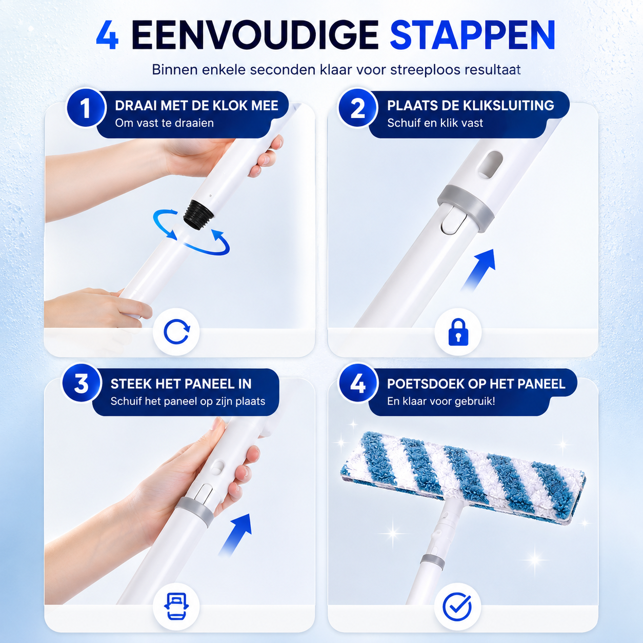 Namado BrightSwipe™ raamwasser - Spray, reinig & trek schoon in één beweging