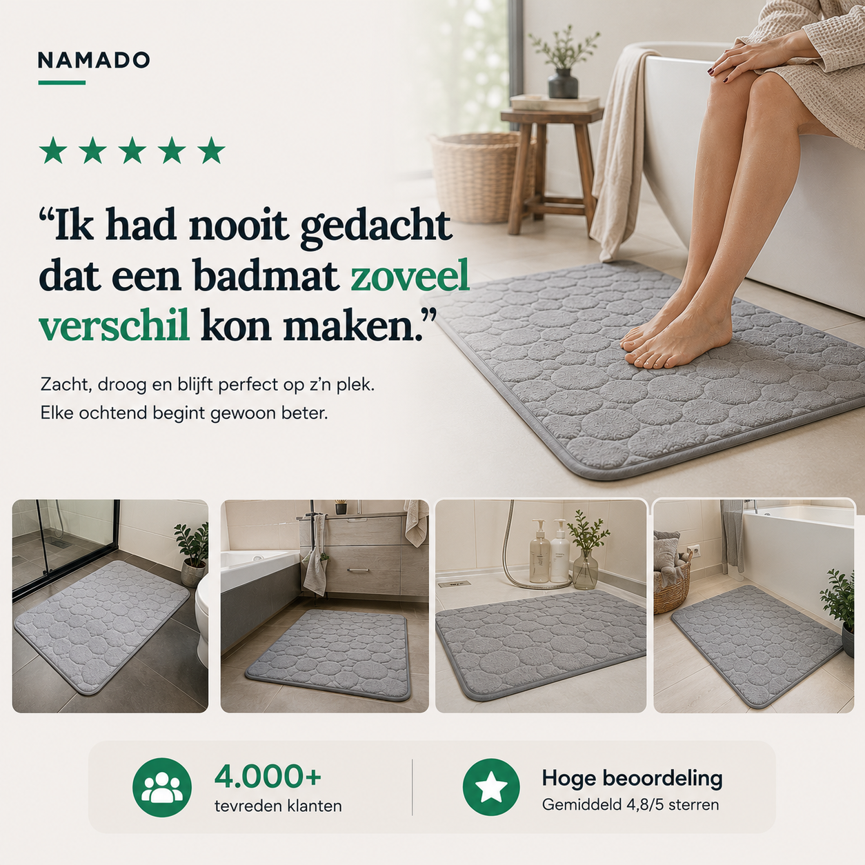 Namado ComfortGrip™ Badmat - Comfortabel, droog en veilig