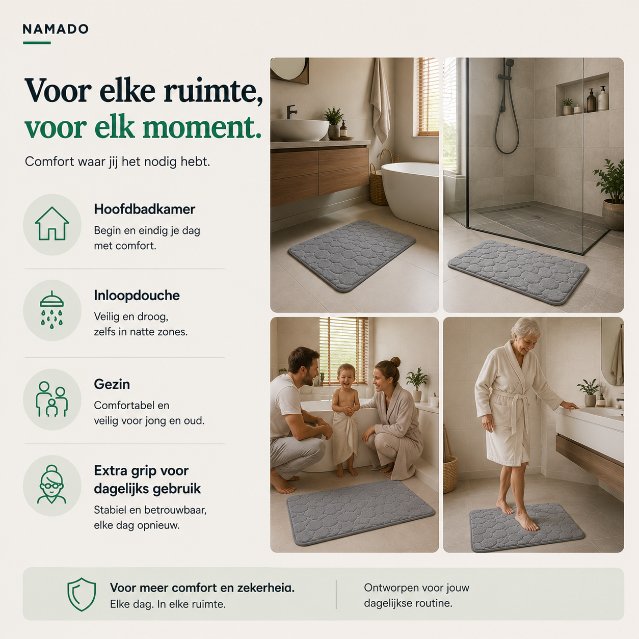 Namado ComfortGrip™ Badmat - Comfortabel, droog en veilig