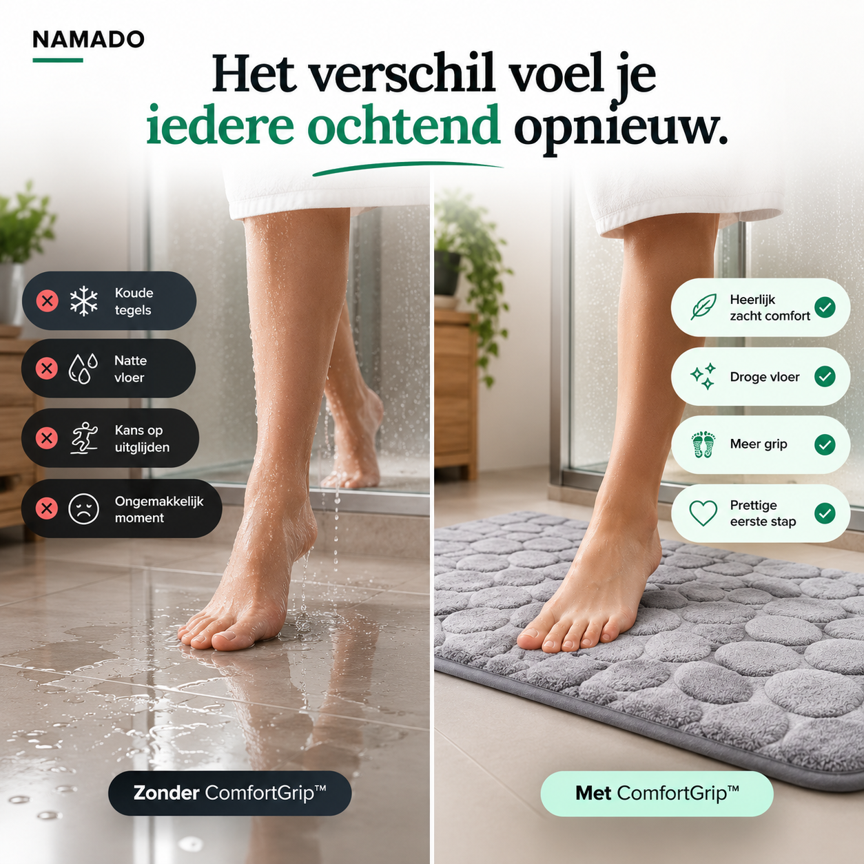 Namado ComfortGrip™ Badmat - Comfortabel, droog en veilig