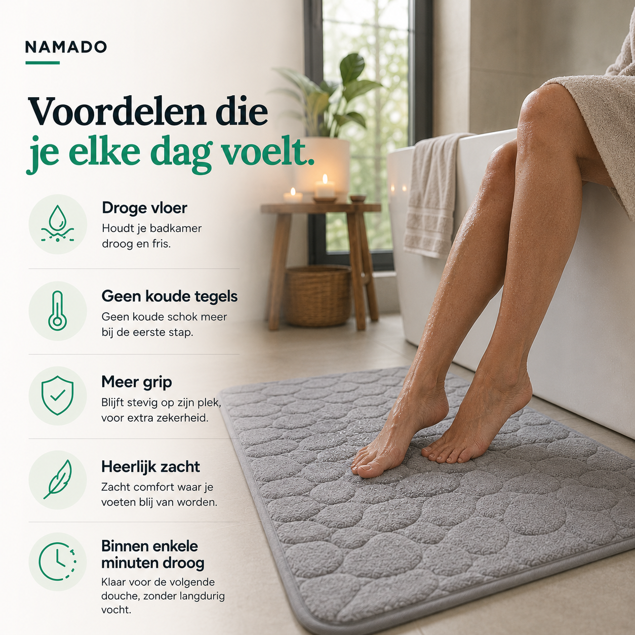 Namado ComfortGrip™ Badmat - Comfortabel, droog en veilig