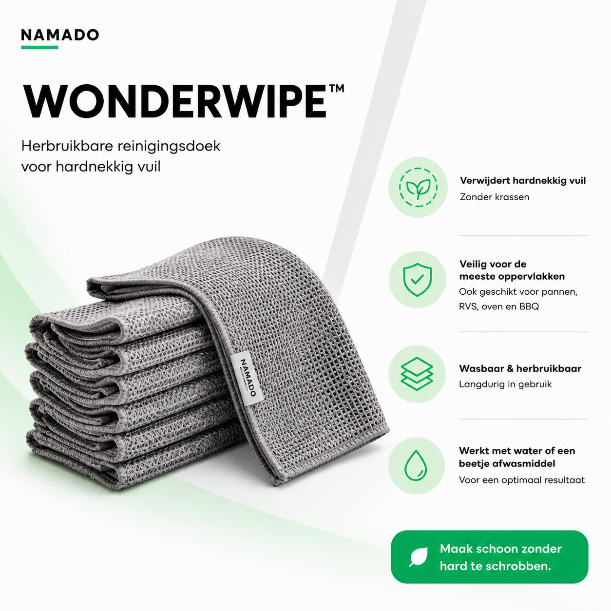 Namado WonderWipe™ – Maak schoon zonder hard te schrobben