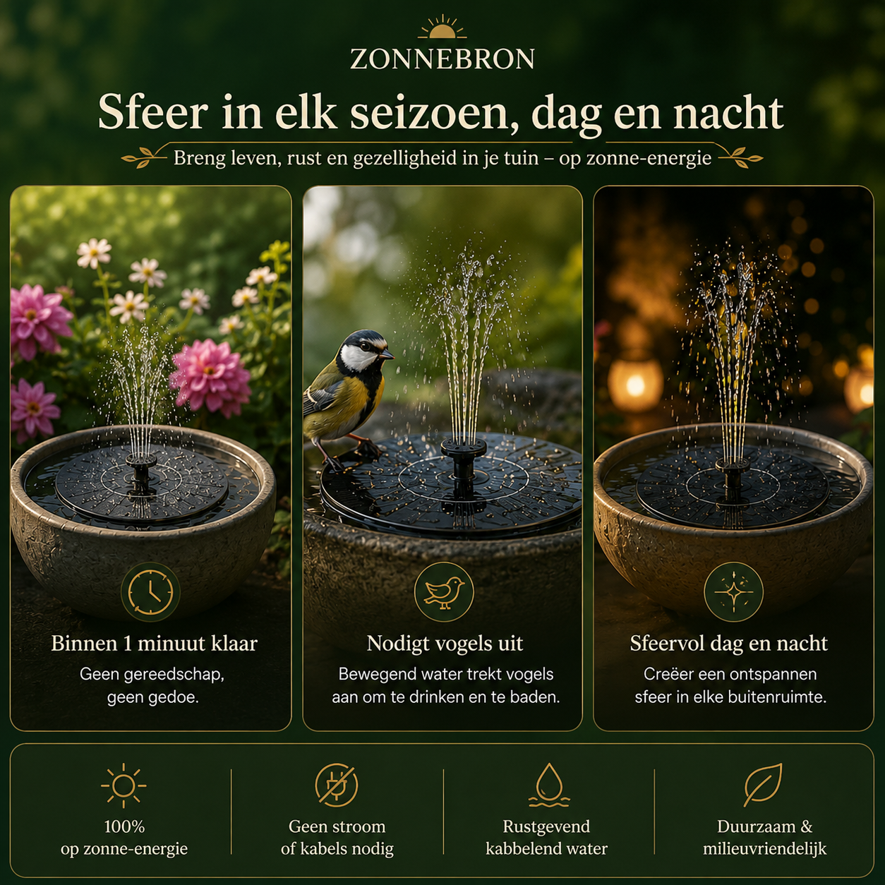 Zonnebron™ Solar Tuinfontein - Breng je tuin tot leven